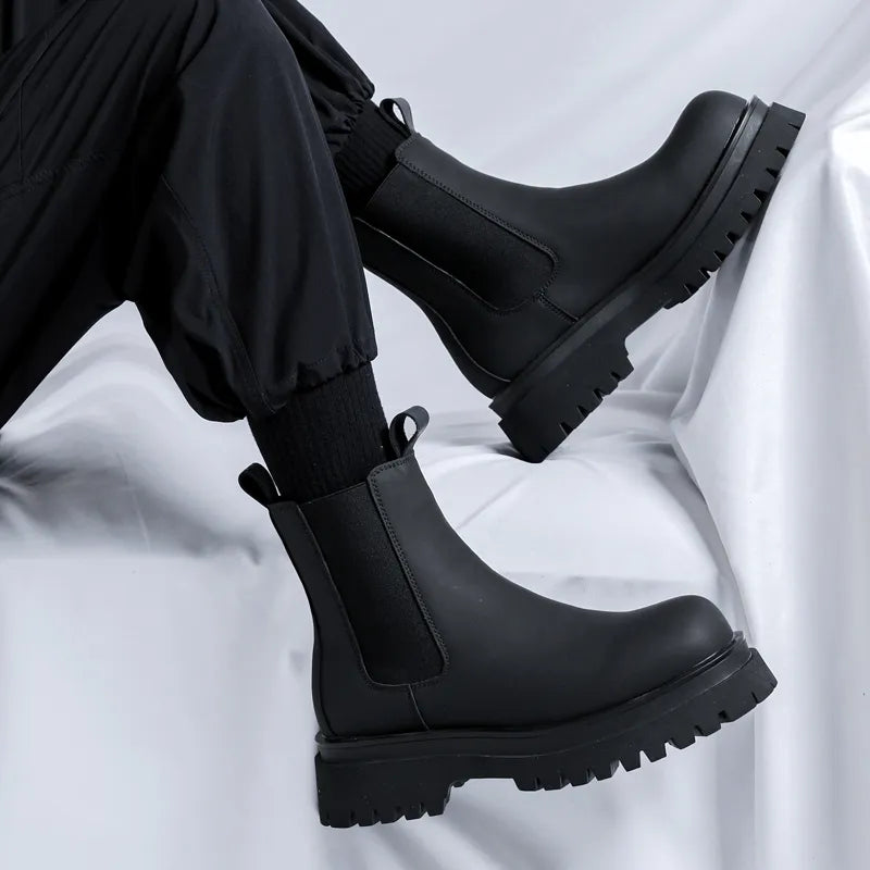 Men's Platform Black High Top Boots