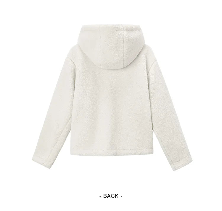 Women's Anti-Static Faux Sherpa Hooded Jacket - Loose Fit Color Block Winter Coat