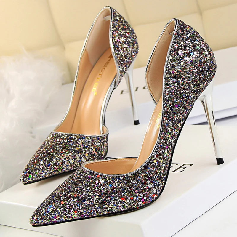 Women's Sequin Stiletto High Heels Shoes