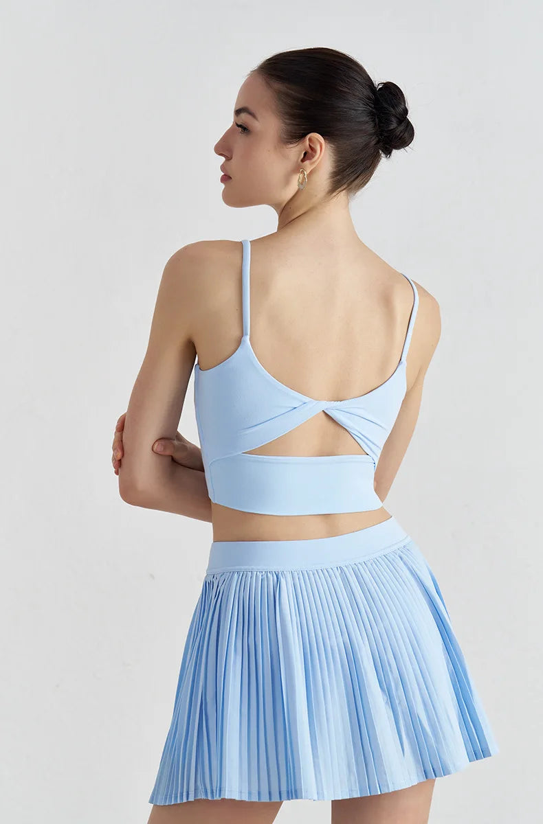 Bowknot Back Sports Bra - Thin Strap Yoga Fitness Bra with Elastic Support