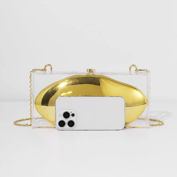 Women's Square Acrylic Chain Shoulder Bag – Elegant Clutch Crossbody Purse