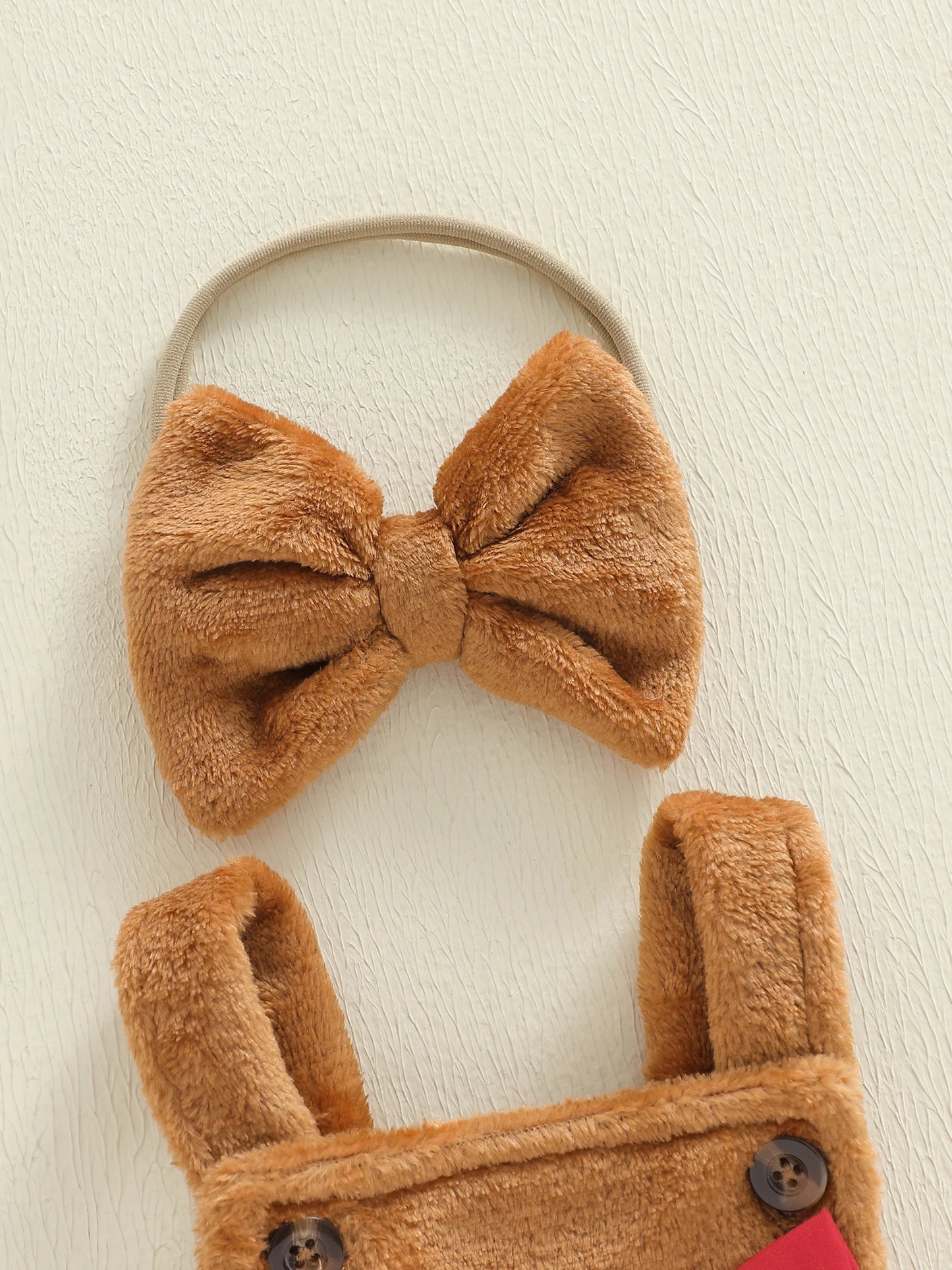 Baby Girls' Christmas Romper Outfit - Gingerbread Man Sleeveless Jumpsuit with Hairband