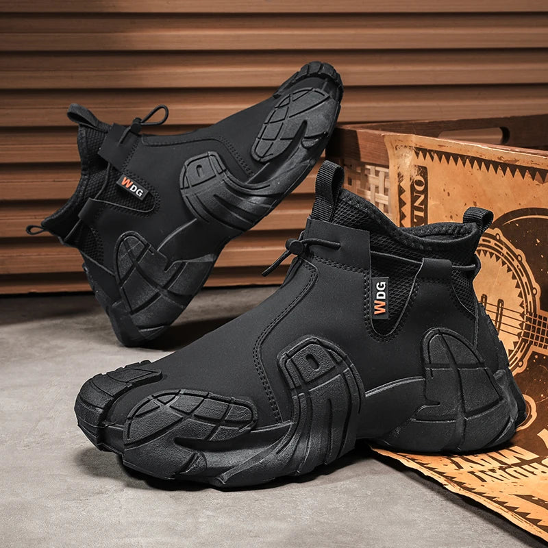 High-Top Platform Sneakers - Men's Slip-On Ankle Boots