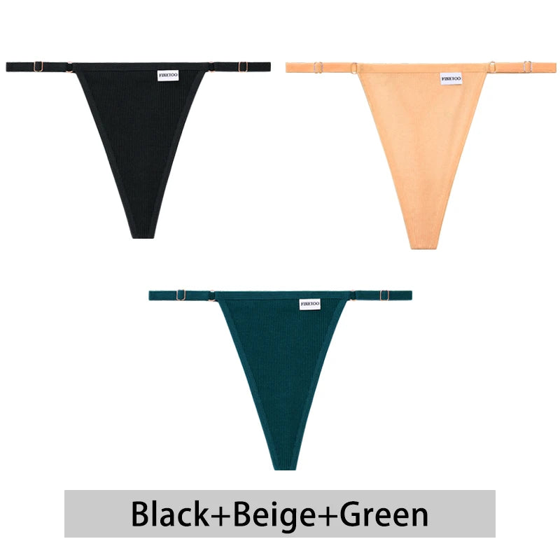 Women's Cotton Thong Set - 3 Pack Low-Rise Bikini Panties