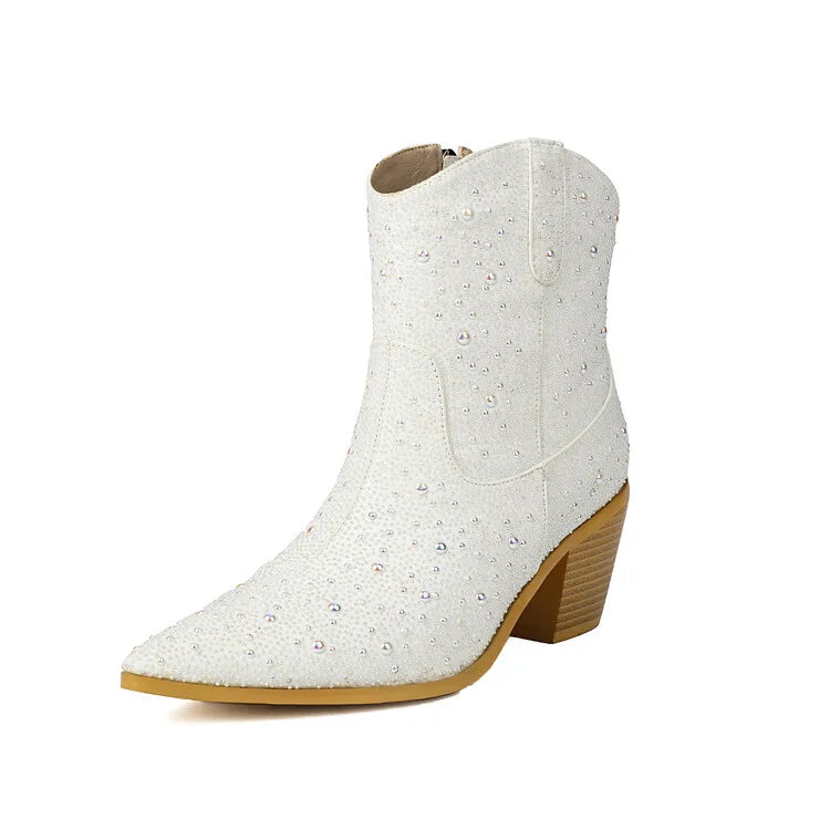 Pearl Pointed Toe Ankle Boots