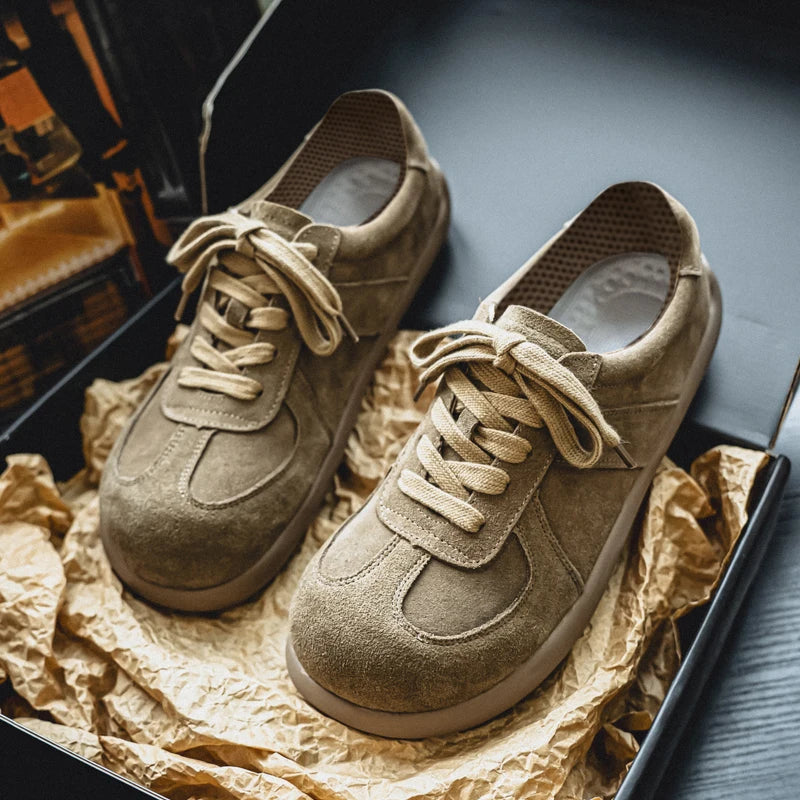 Men's Suede Leather Lace-up Flat Shoes