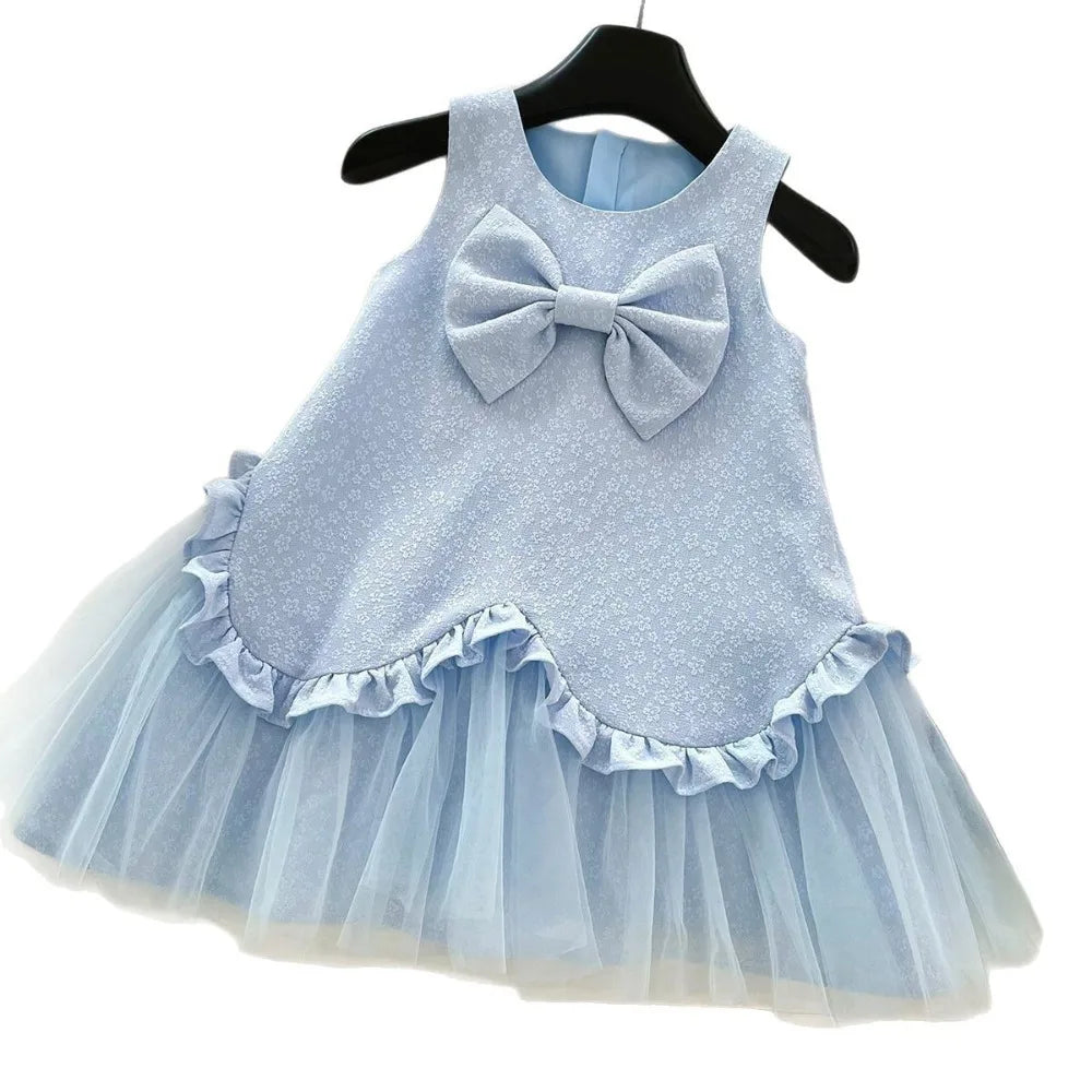 Girl's Clothes Round Neck Sleeveless Floral Princess Cute Elegant Easter Toddler Dress