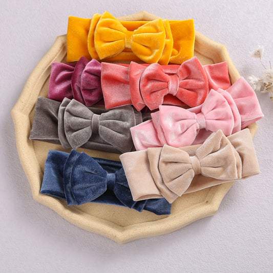 Toddler Baby Girls Bow Headbands Soft Stretchy Velvet Hairbands Hair Accessories