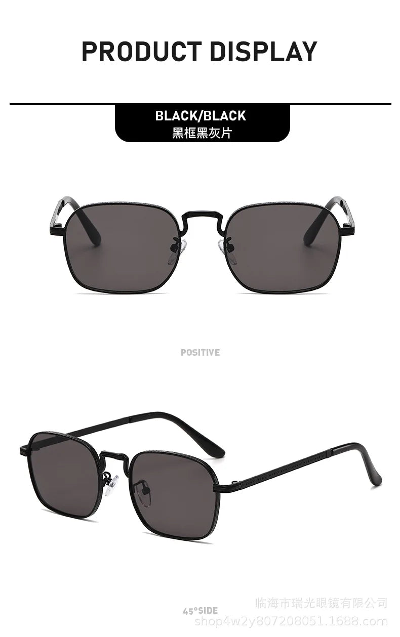 Retro Square Oval Metal Sunglasses - UV400 Protection for Women & Men
