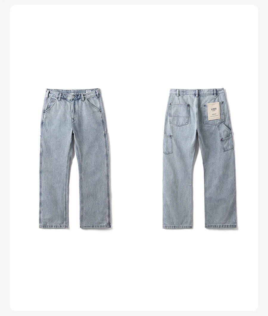 Men's Loose Fit Cargo Jeans - Relaxed Denim Trousers