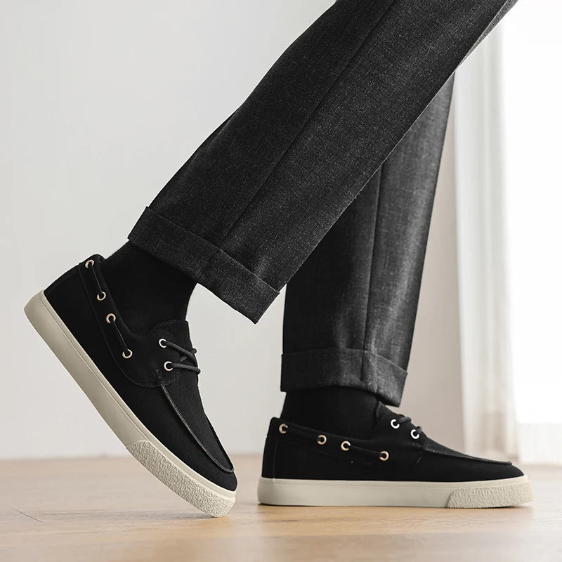 Slip-On Leather Sneakers - Men's Breathable Skateboard & Tennis Loafers