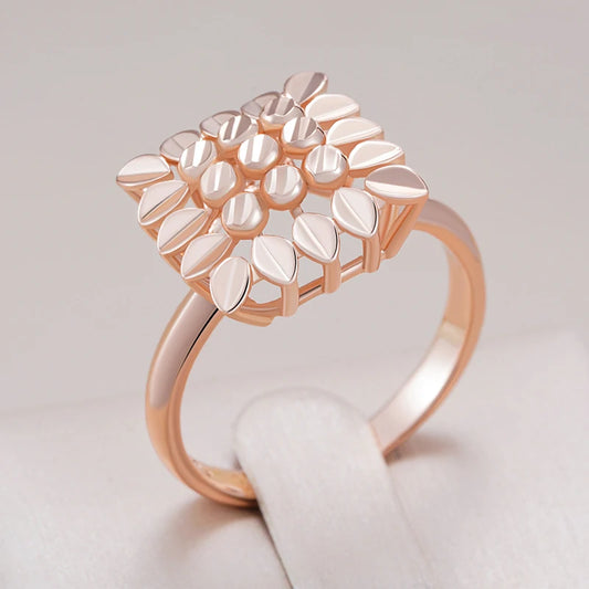 Vintage Square Hollow Flower Ring - Rose Gold