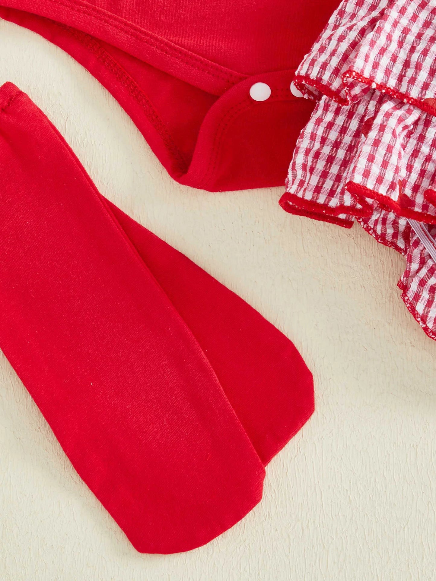 Baby Valentine's Day 4-Piece Outfit Set - Romper, Skirt, Leg Warmers & Headband