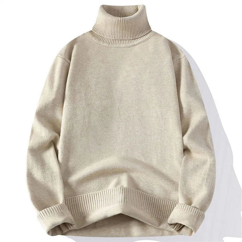 Men's Turtleneck Knitted Sweater - Slim Fit Pullover