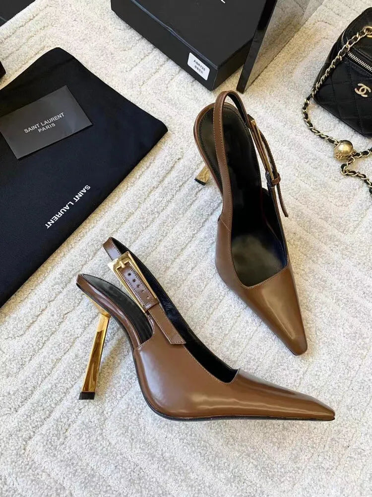 Women's Pointed Stiletto Sandals - One-Line Buckle Strap High Heels