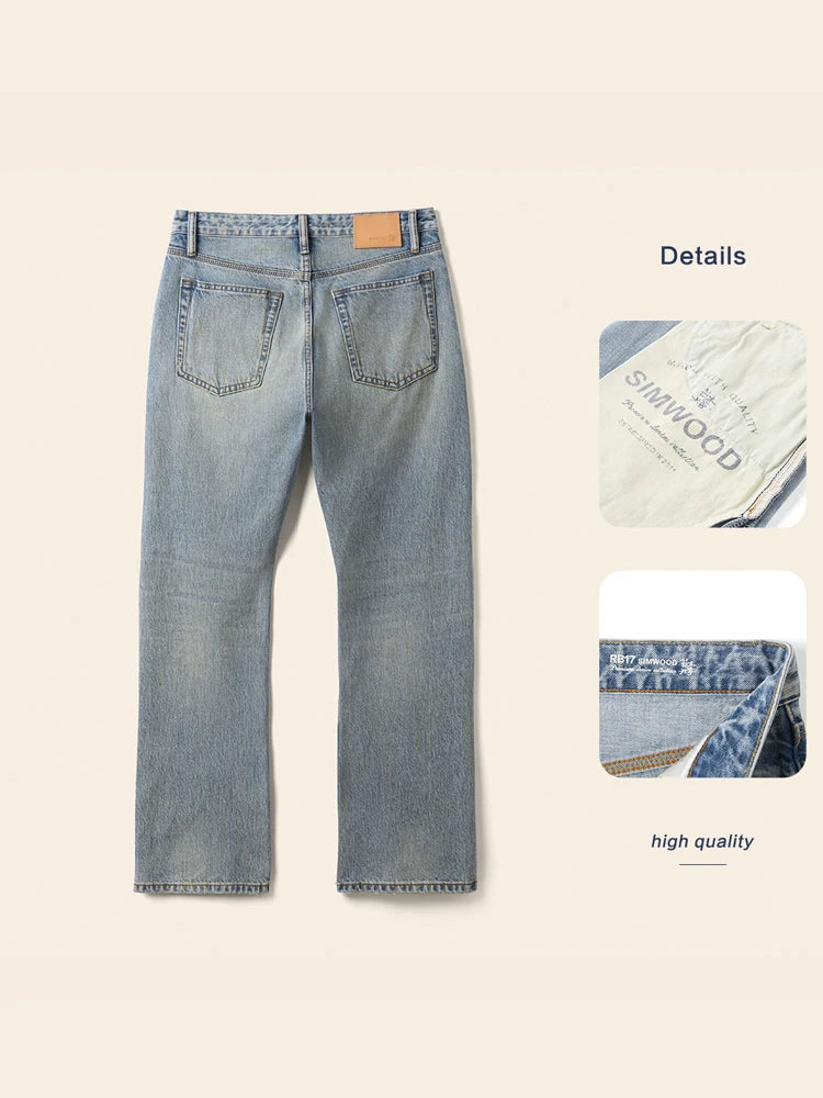 Men's Bootcut Jeans - Vintage Washed Denim with Stretch