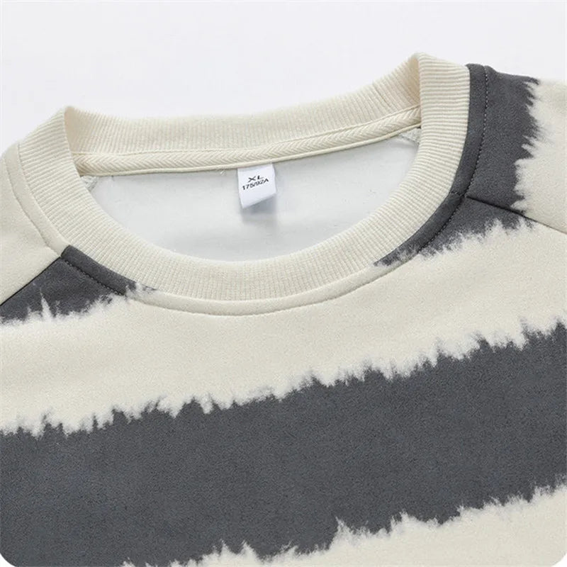 Men's Heavyweight Striped Sweatshirt - Vintage O-Neck Pullover for Spring Autumn