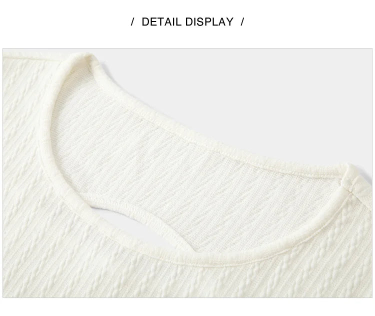 Hollow Out Base Layer Top - Slim Fit Lettuce Trim Undershirt