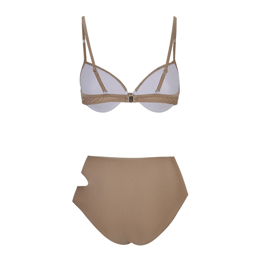 Women's 3-Piece Tassel Swimwear Set - Long Sleeve Top & Mini Skirt Cover Up