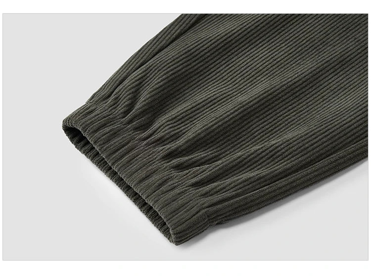 Men's Corduroy Jogger Pants - Loose Fit Textured Winter Streetwear Trousers