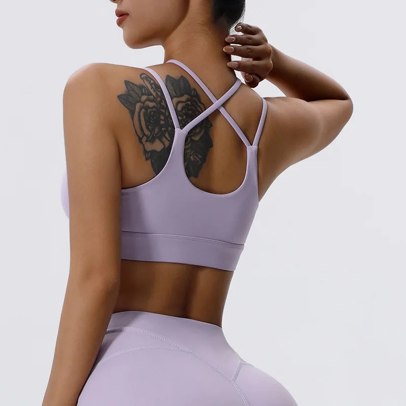 Women's High Impact Push-Up Sports Bra – Open Back Gym Crop Top