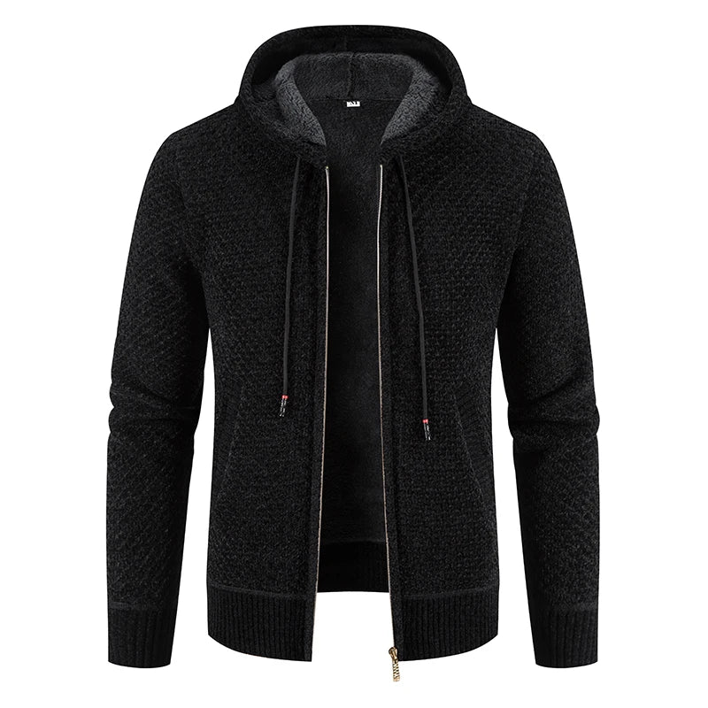 Men's Hooded Zip Cardigan Sweater - Thick Warm Winter Coat