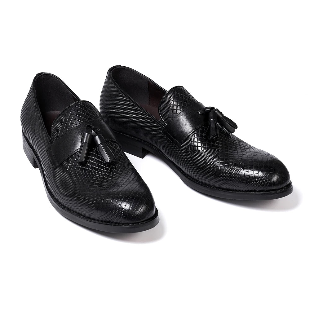 Men's Tassel Genuine Leather Slip on Daily Casual  Handmade Office Wedding Loafer Shoes