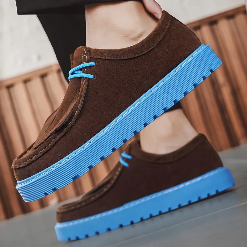 Men's Casual Platform Sneakers - Lace-Up Tennis Sports Shoes