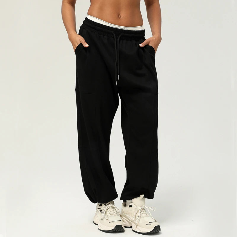 Women's Loose Drawstring Jogger Sweatpants — Breathable Pocket Sports Trousers