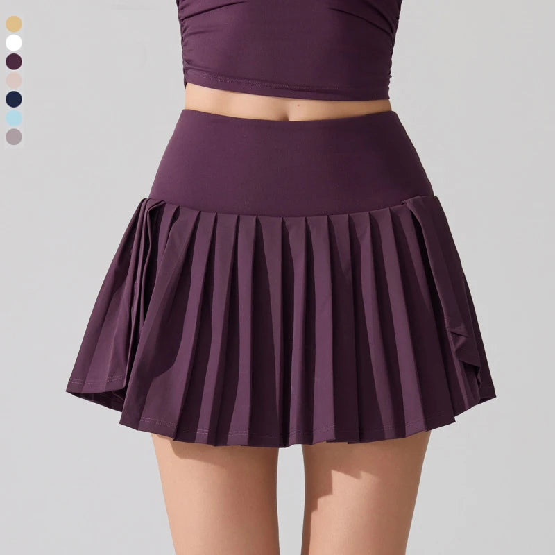 Women's High Waist Tennis Skort - Quick Dry Workout Skirt with Pockets