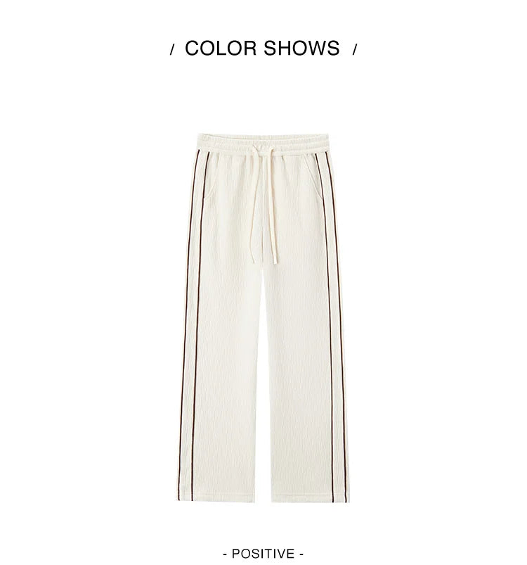 Chenille Wide Leg Trousers - Women's Colorblock Slimming Street Style Pants
