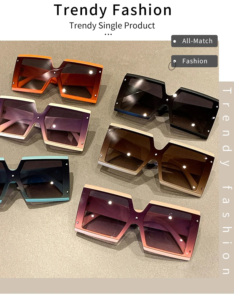 Women's Square Oversized One-pieces Gradient Sunglasses