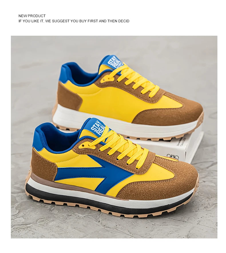 Men's Casual Sneakers Breathable Running Sport Shoes Tennis Sneakers Lace Up Platform Trainers Shoes