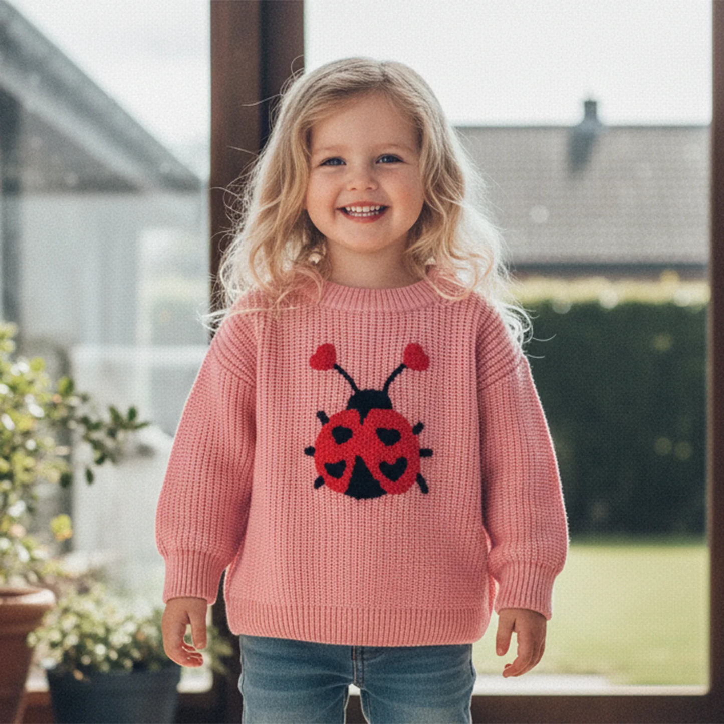 Baby & Toddler Knit Sweater - Ladybug Embroidery Pullover