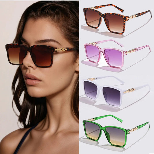 Pink Square Sunglasses - Small Full Frame Gradient Lens Vintage UV400 Women's Eyewear