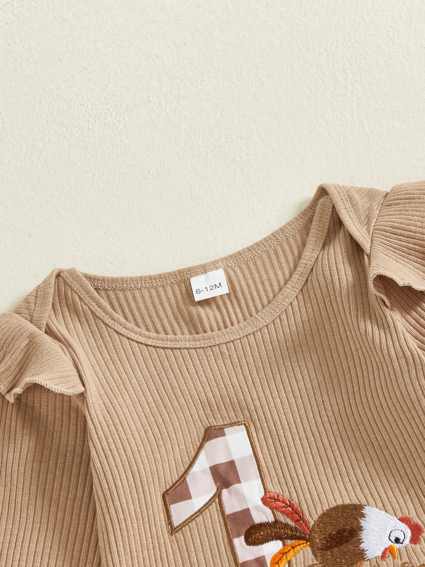 Baby 3-Piece Outfit Set - Ruffle Long Sleeve Embroidery Romper & Pants (0-18M)