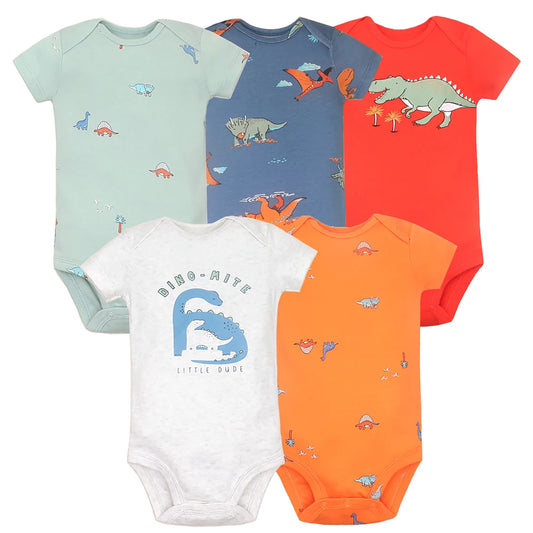 5Pcs/lot Baby's Romper Soft Cotton Summer Jumpsuit Cartoon Dinosaur Bodysuit