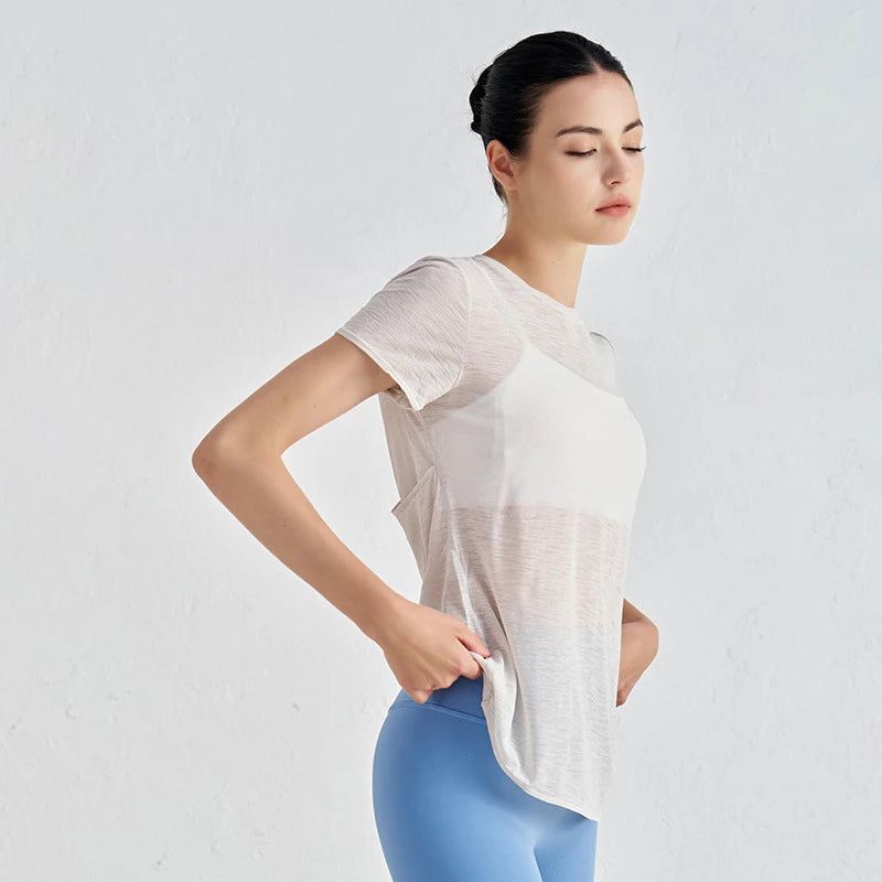 Polyester Sports T-Shirt - Breathable Yoga Running Fitness Top Plus Size