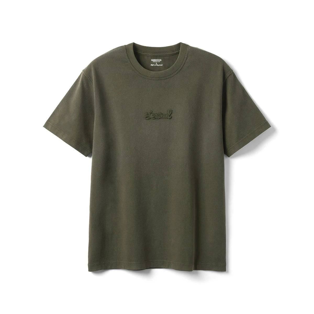 Men's Premium Cotton Vintage T-Shirt - Snow Washed Letter Embroidery Plus Size