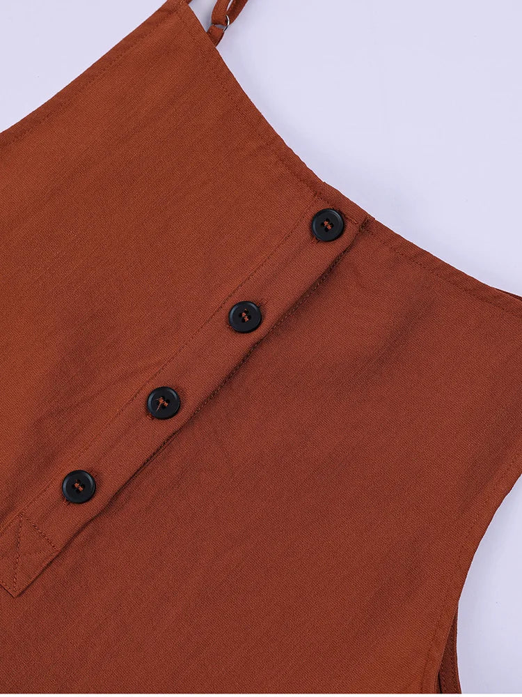 Women's Sleeveless Suspender Jumpsuit - Slim Fit Casual Pocket Jumpsuit