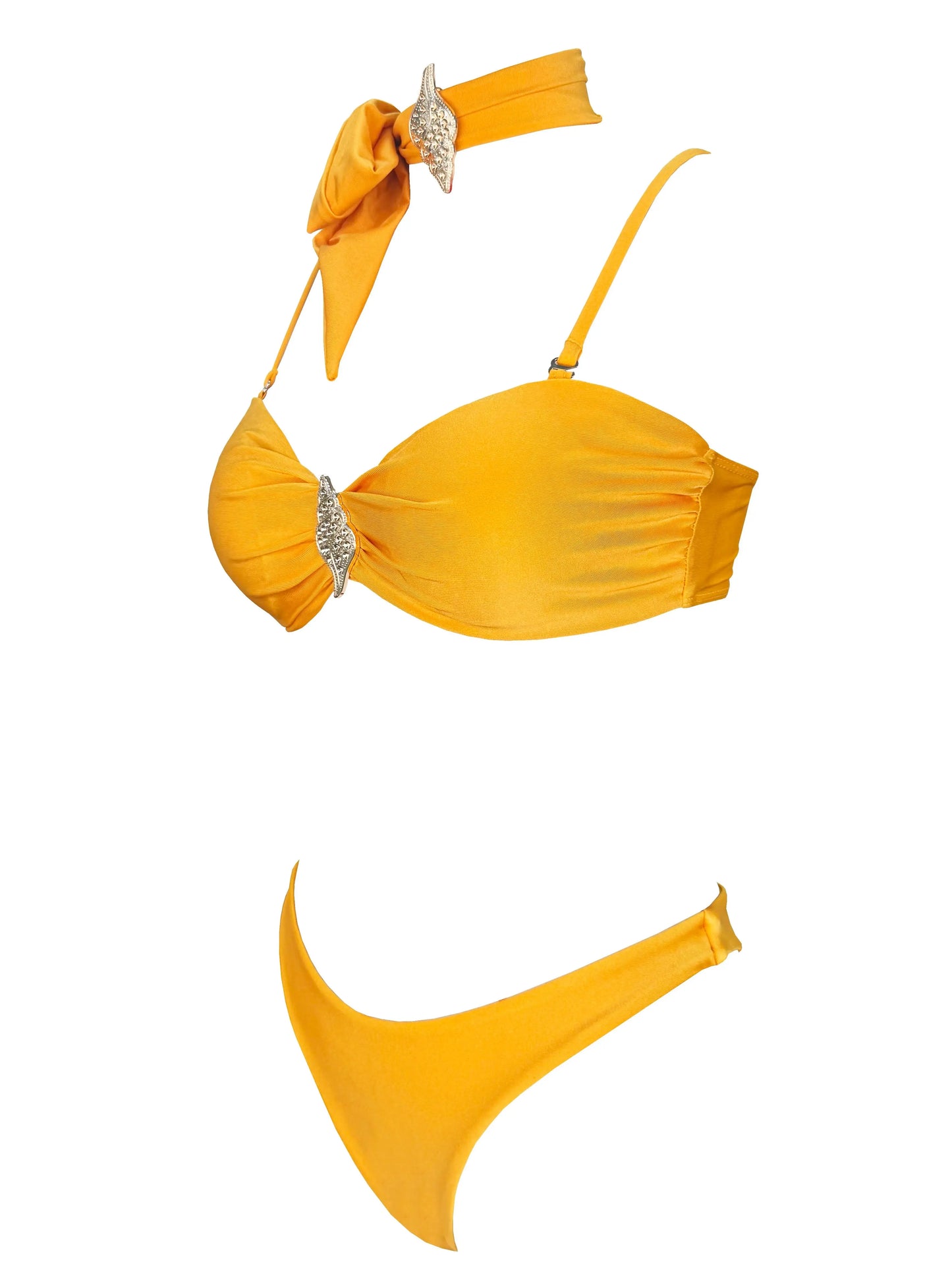 3-Piece Halter Bikini Set with A-Line Skirt Cover-Up