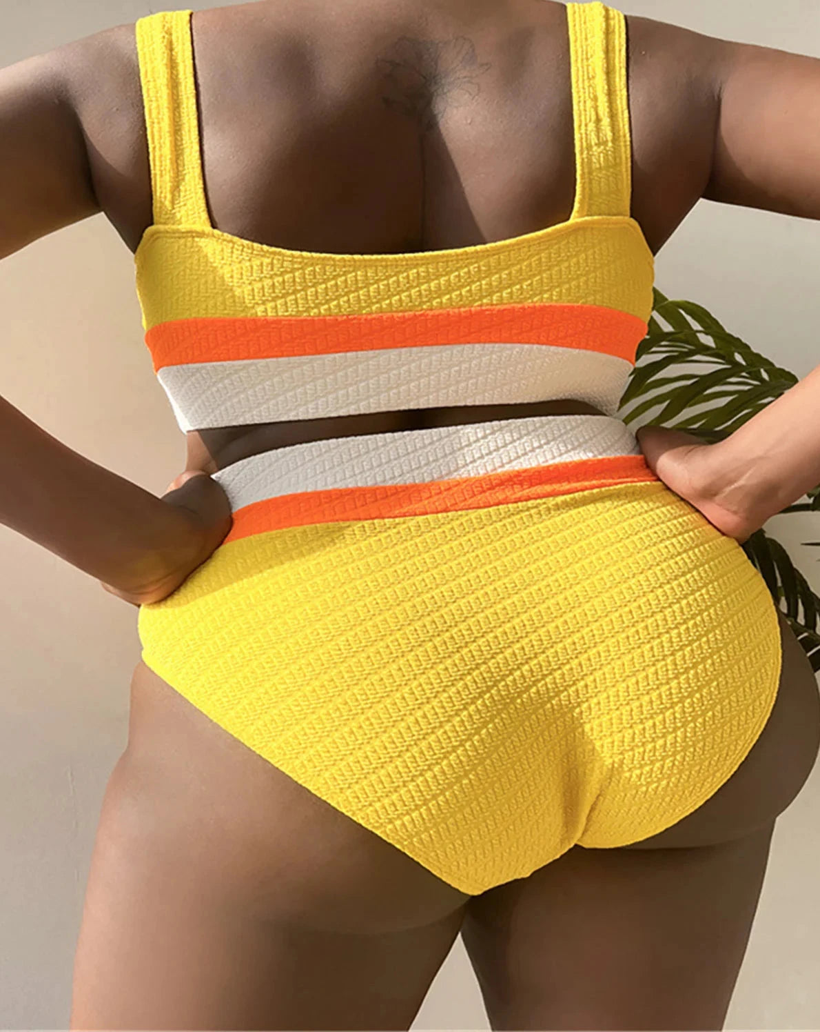 High Waist Splicing Bikini Set Plus Size