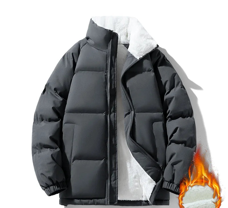 Men's Slim Fit Thickened Padded Jacket | Fur-Lined | Stand Collar | Bungee Hem | 8 Colours | S–XXXL