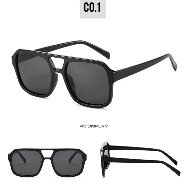 Women's Retro Square Sunglasses - Large Frame UV400 Protection Eyewear