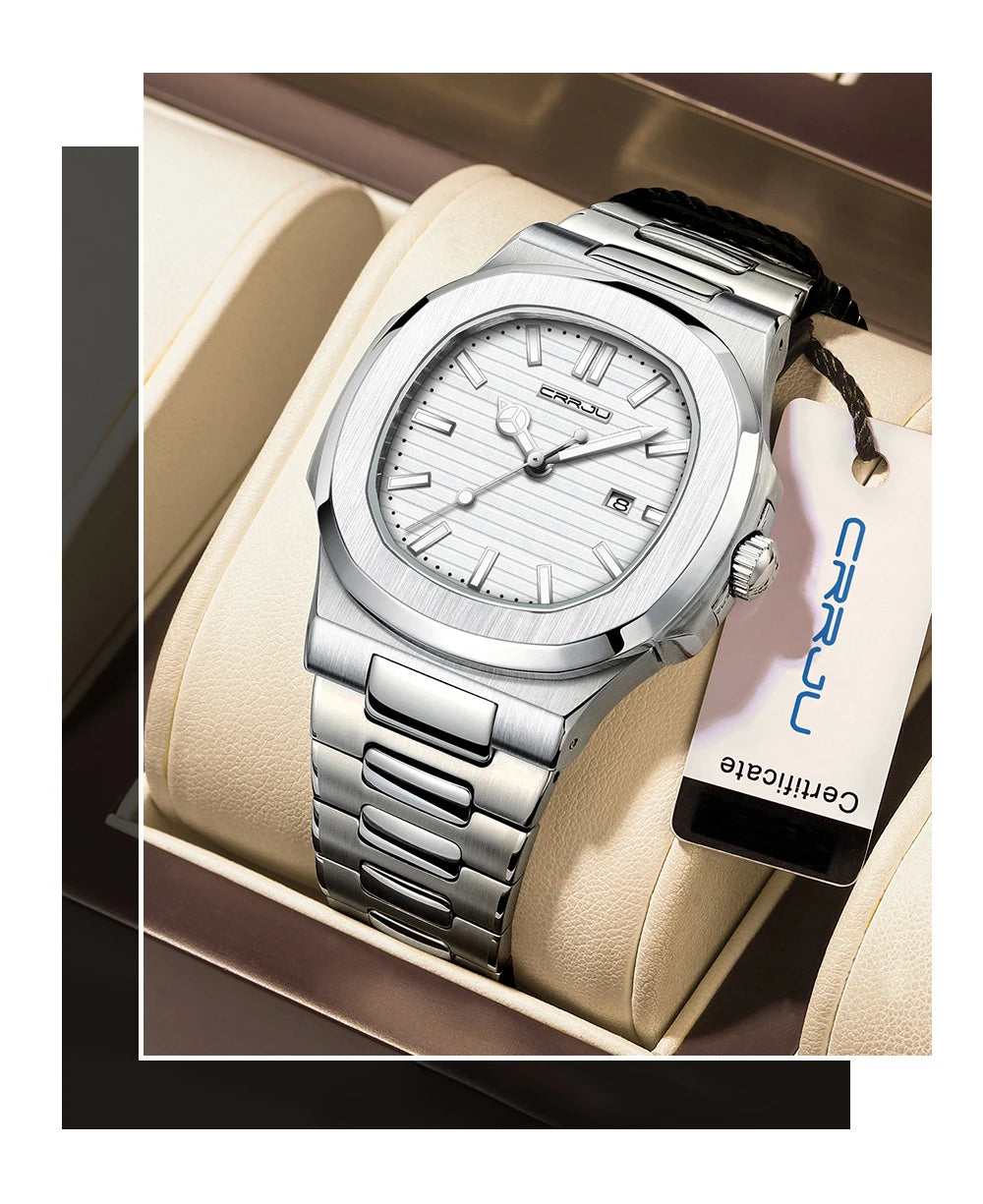 Men's Sports Watch - Square Dial Waterproof with Luminous Date Display