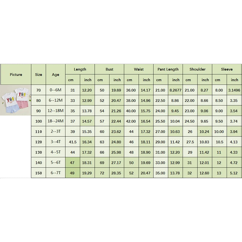 0-7Y Casual Kids Boys Summer Clothes Sets 2pcs Short Sleeve O Neck Lobster Letter Print T Shirts and Striped Shorts