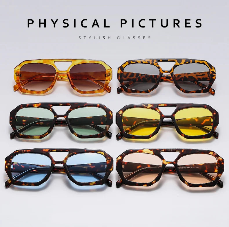 Women's 2pcs Set Fashion  Retro Square UV Resistant  Sunglasses