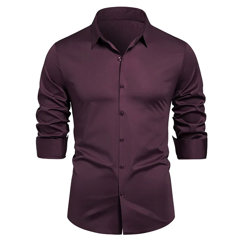 Square Collar Long Sleeve Shirt - Smart Casual Dress Shirt