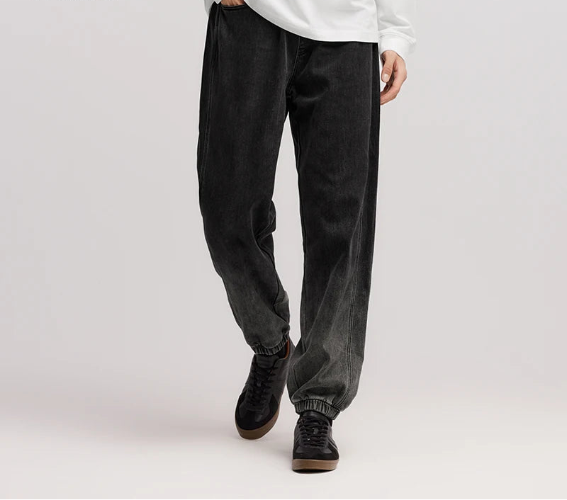 Men's Gradient Denim Jogger Jeans - Oversized Fit Winter Street Style Trousers