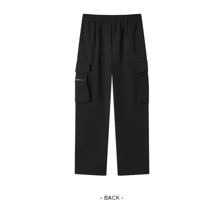 Winter Women's Fleece Wide Leg Pants - Black Cargo Streetwear Casual